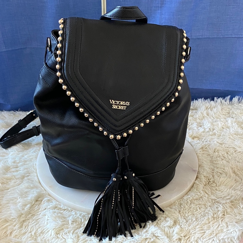 Victoria's Secret Black Bag -Backpack with Gold Accents